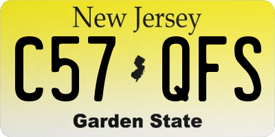 NJ license plate C57QFS