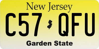 NJ license plate C57QFU