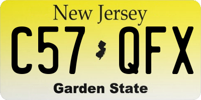 NJ license plate C57QFX
