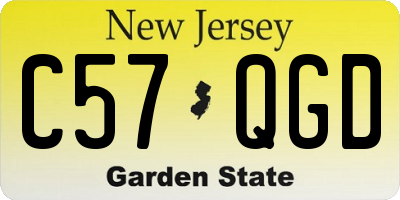 NJ license plate C57QGD