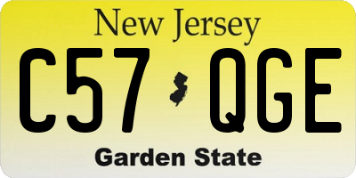 NJ license plate C57QGE