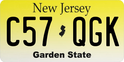 NJ license plate C57QGK