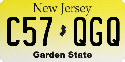 NJ license plate C57QGQ