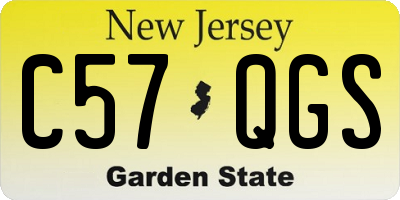 NJ license plate C57QGS