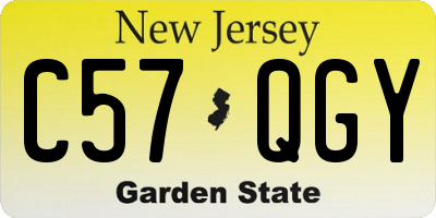 NJ license plate C57QGY
