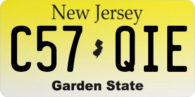 NJ license plate C57QIE