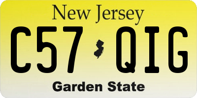 NJ license plate C57QIG