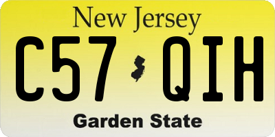 NJ license plate C57QIH