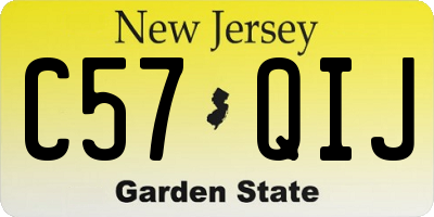 NJ license plate C57QIJ