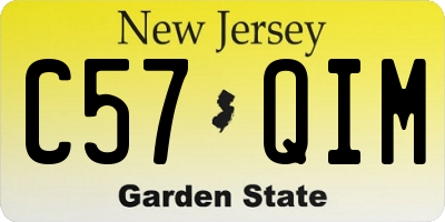 NJ license plate C57QIM