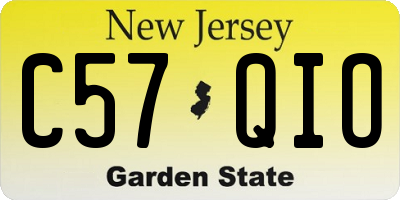NJ license plate C57QIO