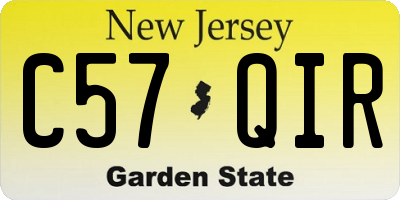 NJ license plate C57QIR