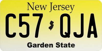 NJ license plate C57QJA