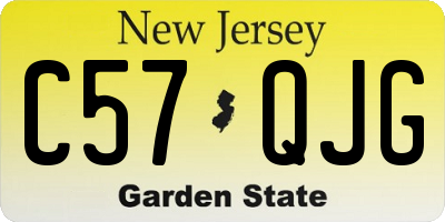 NJ license plate C57QJG