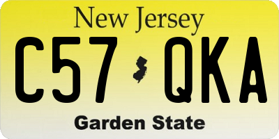 NJ license plate C57QKA