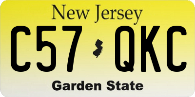 NJ license plate C57QKC