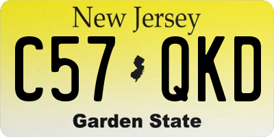 NJ license plate C57QKD