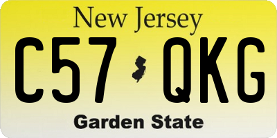 NJ license plate C57QKG