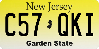 NJ license plate C57QKI