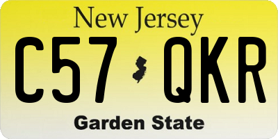 NJ license plate C57QKR