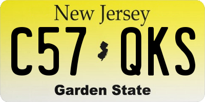 NJ license plate C57QKS