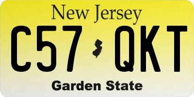 NJ license plate C57QKT
