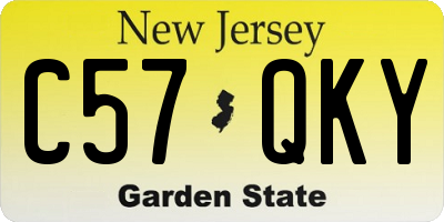 NJ license plate C57QKY