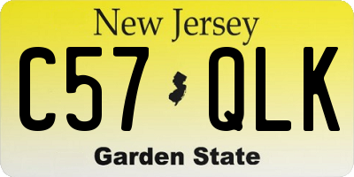 NJ license plate C57QLK