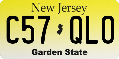 NJ license plate C57QLO