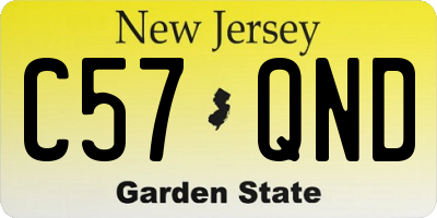 NJ license plate C57QND