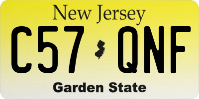 NJ license plate C57QNF