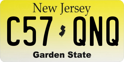 NJ license plate C57QNQ