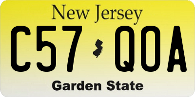 NJ license plate C57QOA
