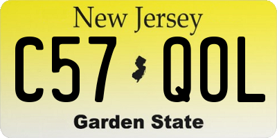 NJ license plate C57QOL