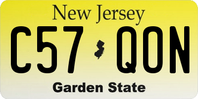 NJ license plate C57QON