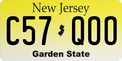 NJ license plate C57QOO