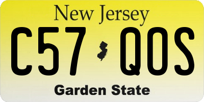 NJ license plate C57QOS