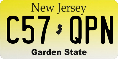 NJ license plate C57QPN