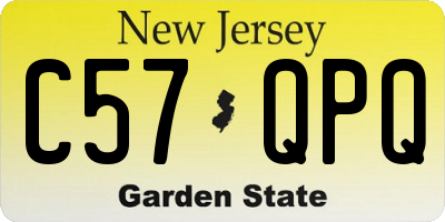 NJ license plate C57QPQ