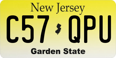 NJ license plate C57QPU