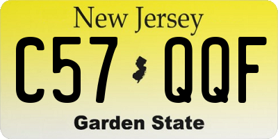 NJ license plate C57QQF