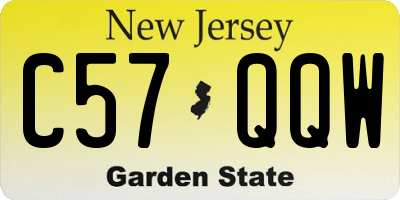 NJ license plate C57QQW
