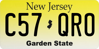 NJ license plate C57QRO