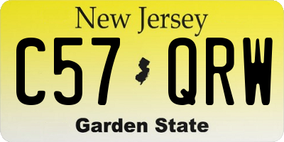 NJ license plate C57QRW