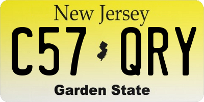 NJ license plate C57QRY