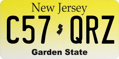 NJ license plate C57QRZ