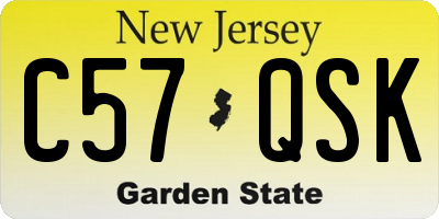 NJ license plate C57QSK