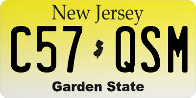 NJ license plate C57QSM