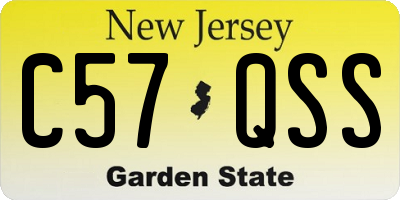 NJ license plate C57QSS