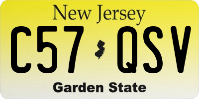 NJ license plate C57QSV